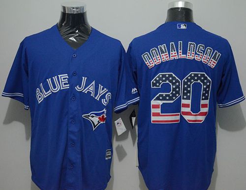 Blue Jays #20 Josh Donaldson Blue USA Flag Fashion Stitched MLB Jersey - Click Image to Close